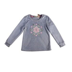 Cynthia Rowley Light Blue Snowflake Fleece Long Sleeve Shirt Size 5 6 Girl